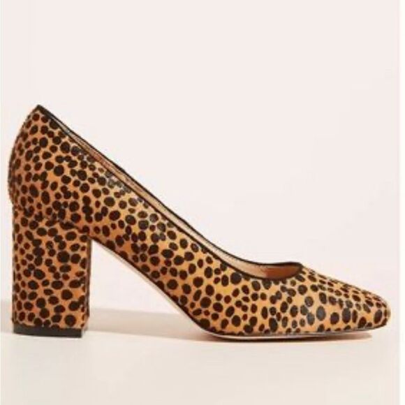 Anthropologie Shoes - ANTHROPOLOGIE Spotted Leopard Cheetah Calf Hair Square Toe Chunky Heels Pumps. 9